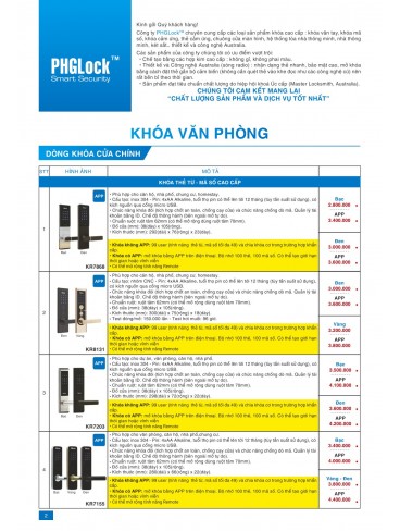 CATALOGUE KHÓA PHGLock 2022