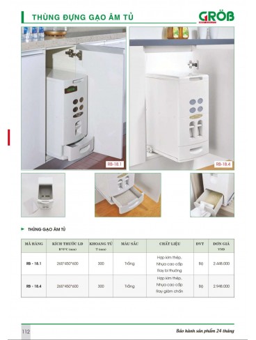 CATALOGUE BẾP & PHỤ KIỆN TỦ BẾP CROB 