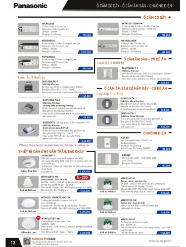 CATALOGUE THIẾT BỊ ĐIỆN PANASONIC VÀ NANOCO THÁNG 04/2024