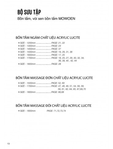 CATALOGUE BỒN TẮM MOWOEN 2023