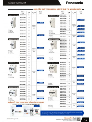 CATALOGUE THIẾT BỊ ĐIỆN PANASONIC VÀ NANOCO THÁNG 04/2024