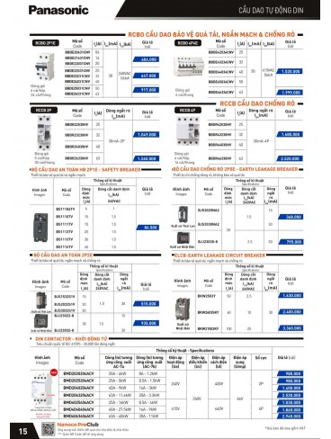 CATALOGUE THIẾT BỊ ĐIỆN PANASONIC VÀ NANOCO THÁNG 04/2024