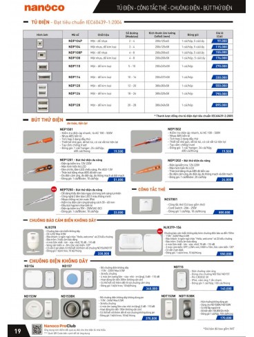 CATALOGUE THIẾT BỊ ĐIỆN PANASONIC VÀ NANOCO THÁNG 04/2024