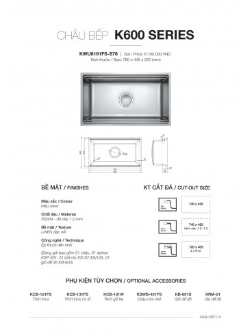 CATALOGUE BỒN & VÒI CHÉN KLUGER