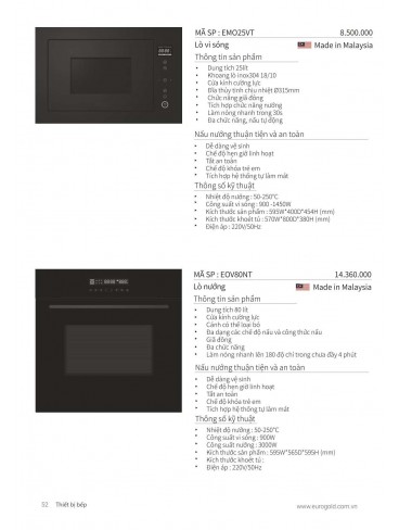 CATALOGUE THIẾT BỊ BẾP EUROGOLD 2024