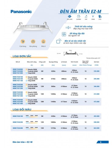CATALOGUE ĐÈN PANASONIC THÁNG 01 - 2025