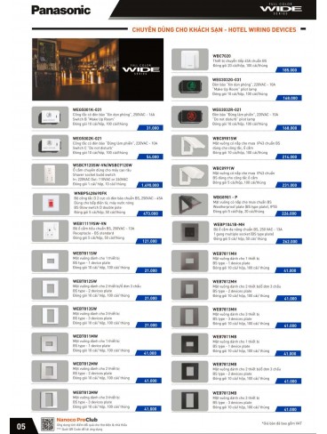 CATALOGUE THIẾT BỊ ĐIỆN PANASONIC VÀ NANOCO THÁNG 04/2024