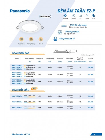 CATALOGUE ĐÈN PANASONIC THÁNG 01 - 2025