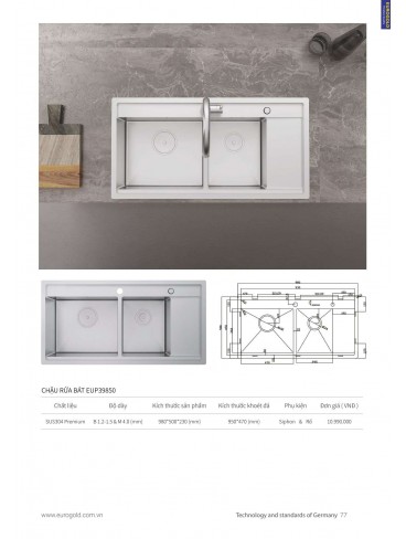 CATALOGUE THIẾT BỊ BẾP EUROGOLD 2024