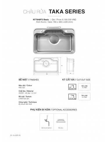 CHẬU RỬA CHÉN KLUGER 2026