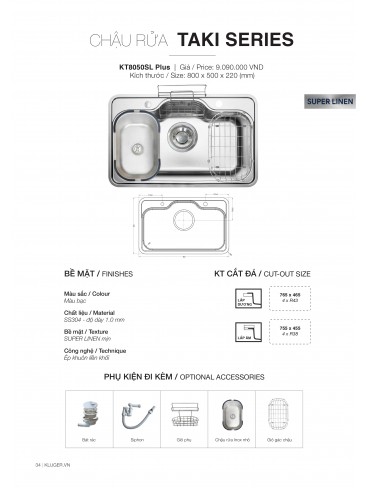 CHẬU RỬA CHÉN KLUGER 2026