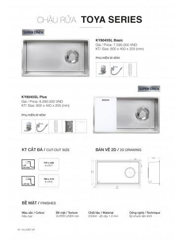 CHẬU RỬA CHÉN KLUGER 2026