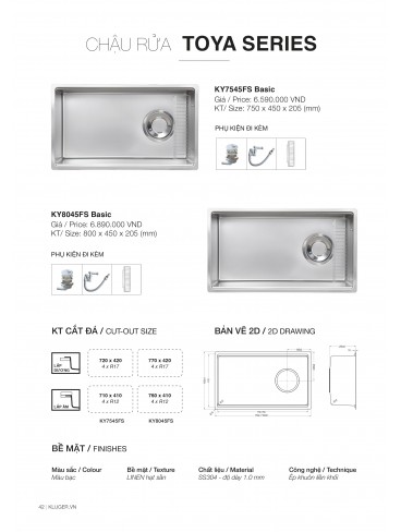 CHẬU RỬA CHÉN KLUGER 2026
