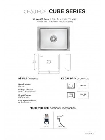 CHẬU RỬA CHÉN KLUGER 2026