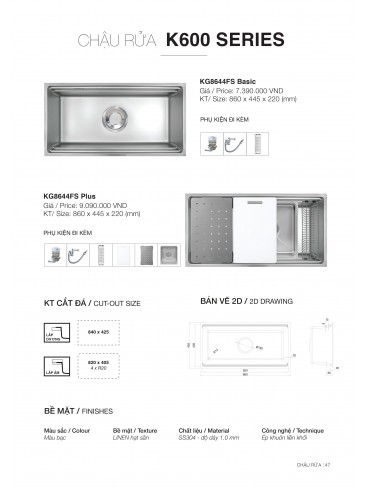 CHẬU RỬA CHÉN KLUGER 2026