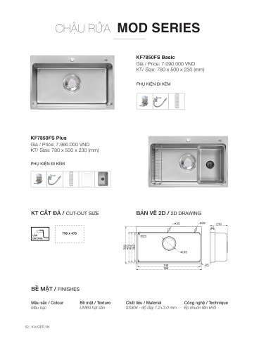 CHẬU RỬA CHÉN KLUGER 2026