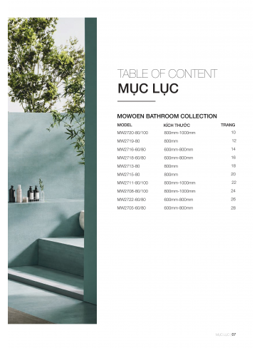 Catalogue Tủ Lavabo Mowoen 2026 PVC Series