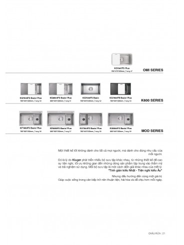 CATALOGUE CHẬU RỬA CHÉN KLUGER T7.2026