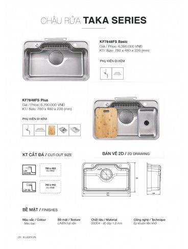 CATALOGUE CHẬU RỬA CHÉN KLUGER T7.2026