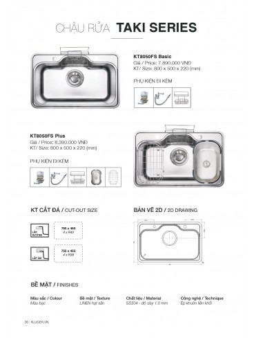 CATALOGUE CHẬU RỬA CHÉN KLUGER T7.2026