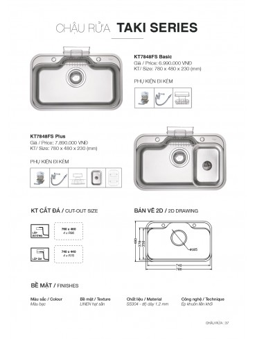 CATALOGUE CHẬU RỬA CHÉN KLUGER T7.2026