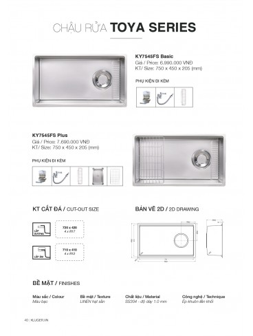 CATALOGUE CHẬU RỬA CHÉN KLUGER T7.2026
