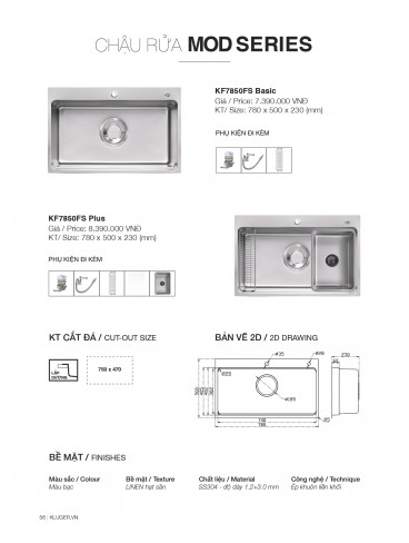 CATALOGUE CHẬU RỬA CHÉN KLUGER T7.2026